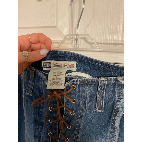 Vintage Faded Glory Lace-Up Jean Skirt - Picture 3 of 4